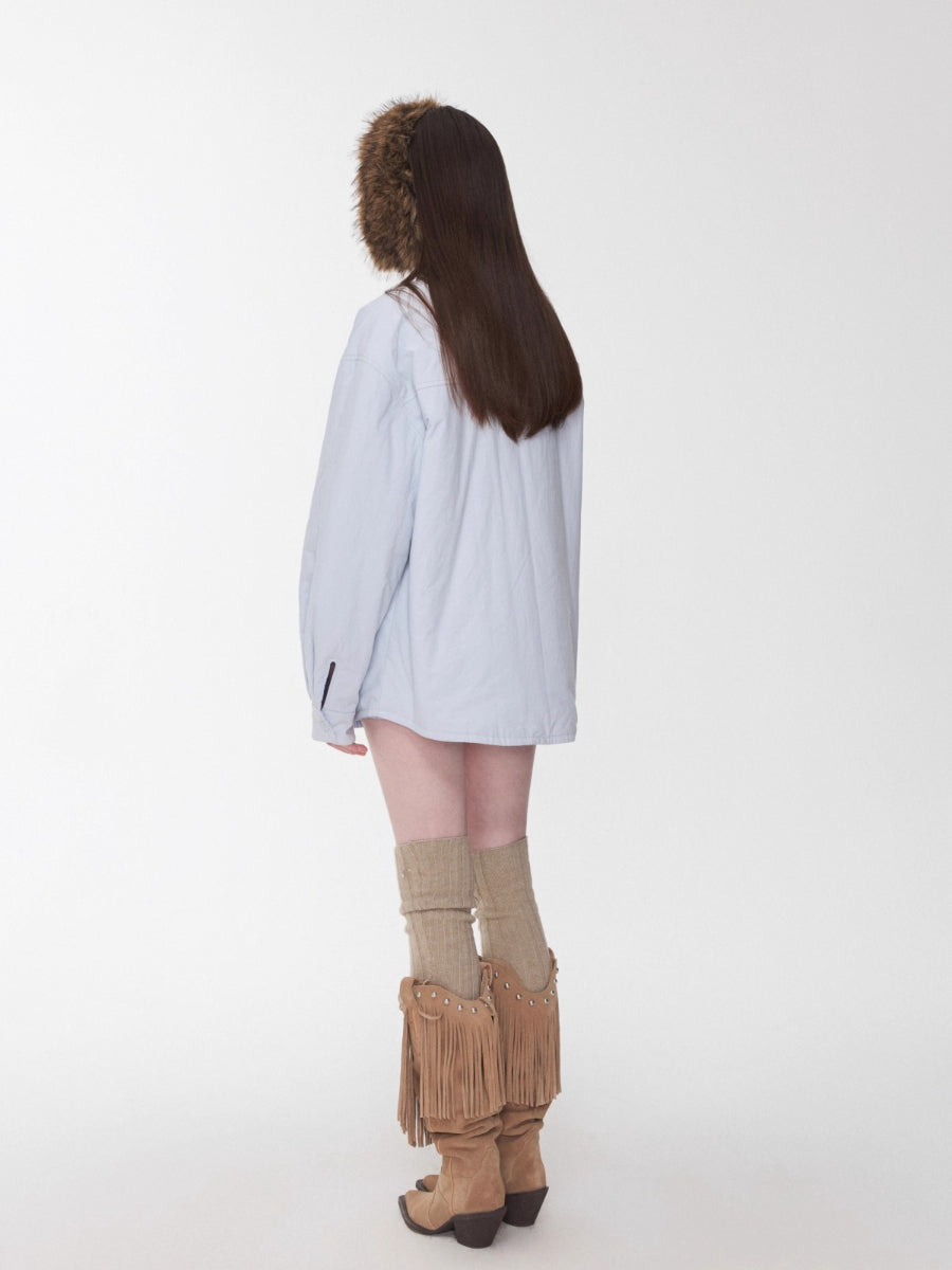 Over-the-Knee Wool Blend Ribbed Warm Leg Socks