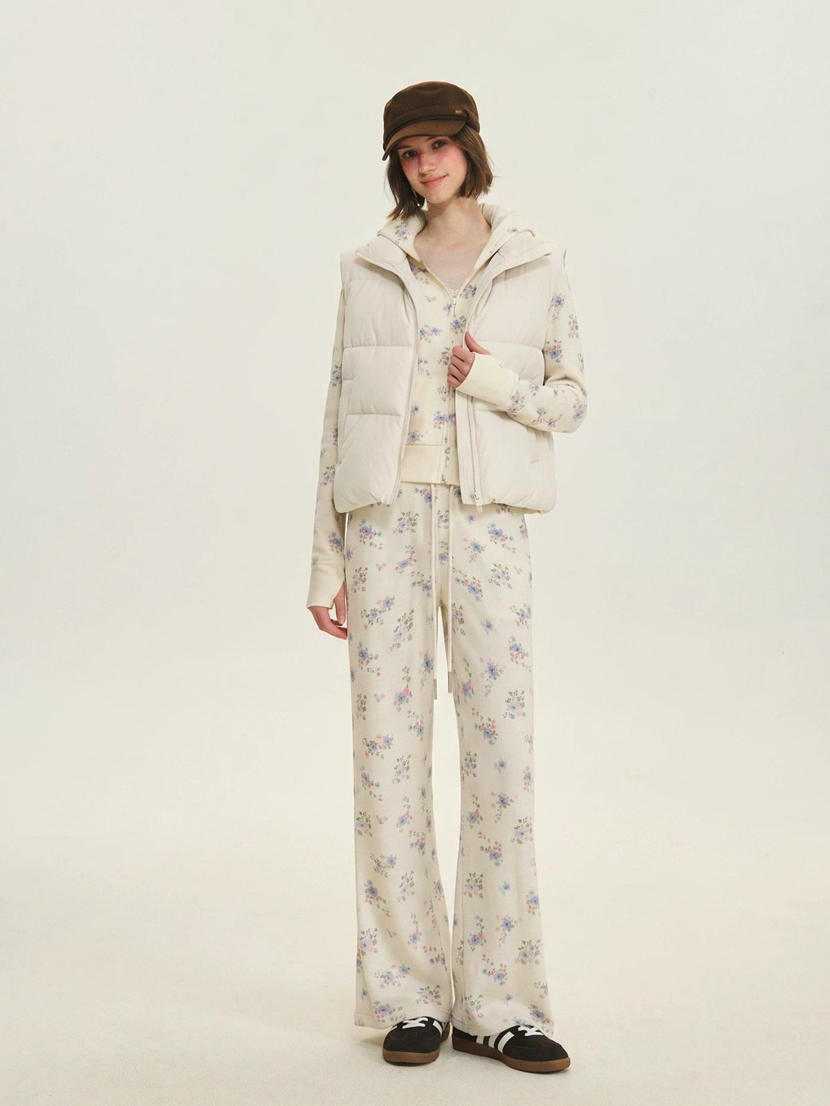 Floral Waffle Hoodie &amp; Pants Set