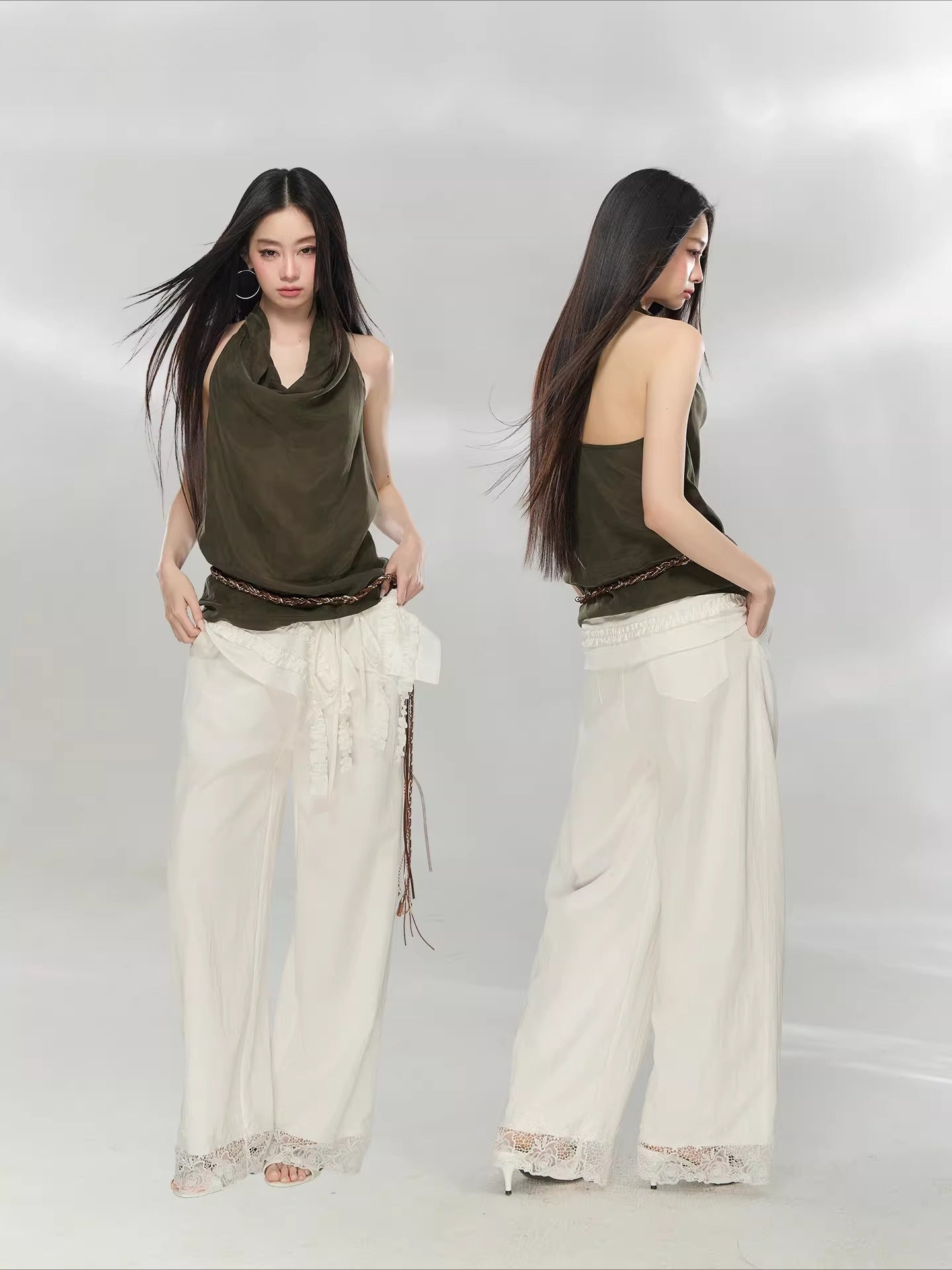 Lace Patchwork Tailored Trousers