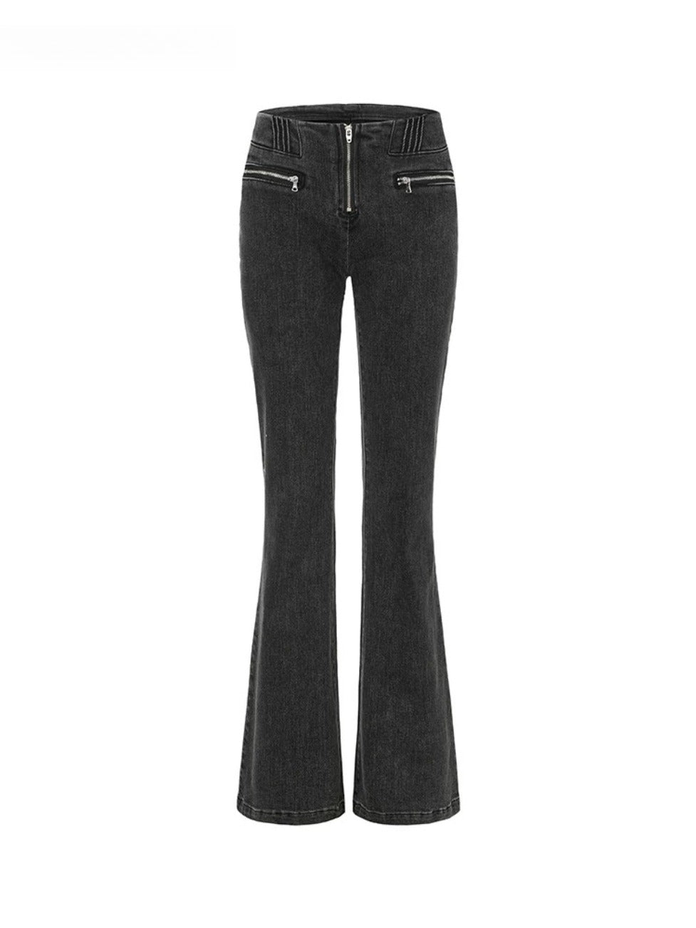 Low-Rise Zip Flare Jeans