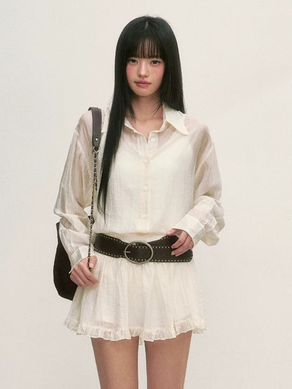 White Relaxed Shirt &amp; Skirt Set