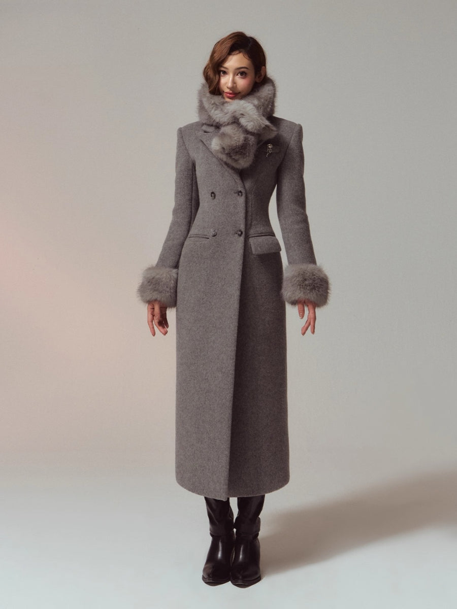 Merino Hourglass Double-Faced Wool Long Coat