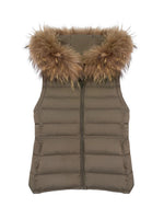 Detachable Fur Collar Waist-Fitted Down Vest