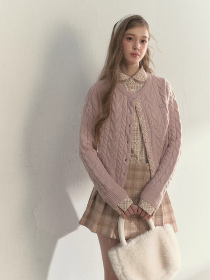 “Pine Dusk” Wool-Blend Doll Collar Knit Sweater