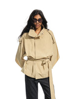 Stand Collar Belted Trench Coat