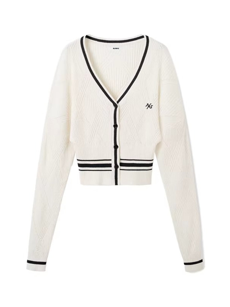 Newport Striped V-Neck Knit Cardigan