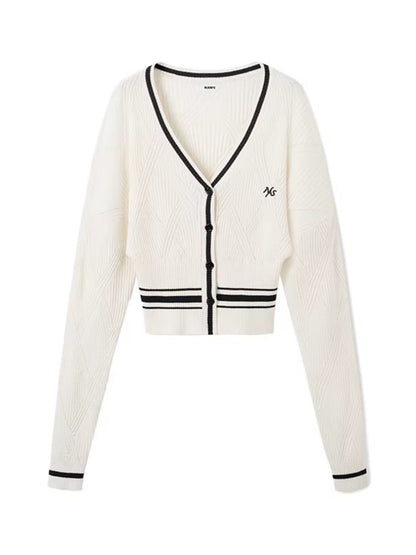 Newport Striped V-Neck Knit Cardigan