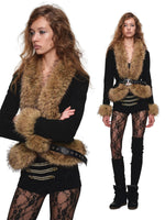 Vintage Buckled Faux Fur Jacket