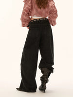 Distressed Raw-Edge Wide-Leg Jeans