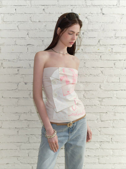 Vintage Print Bandeau Top