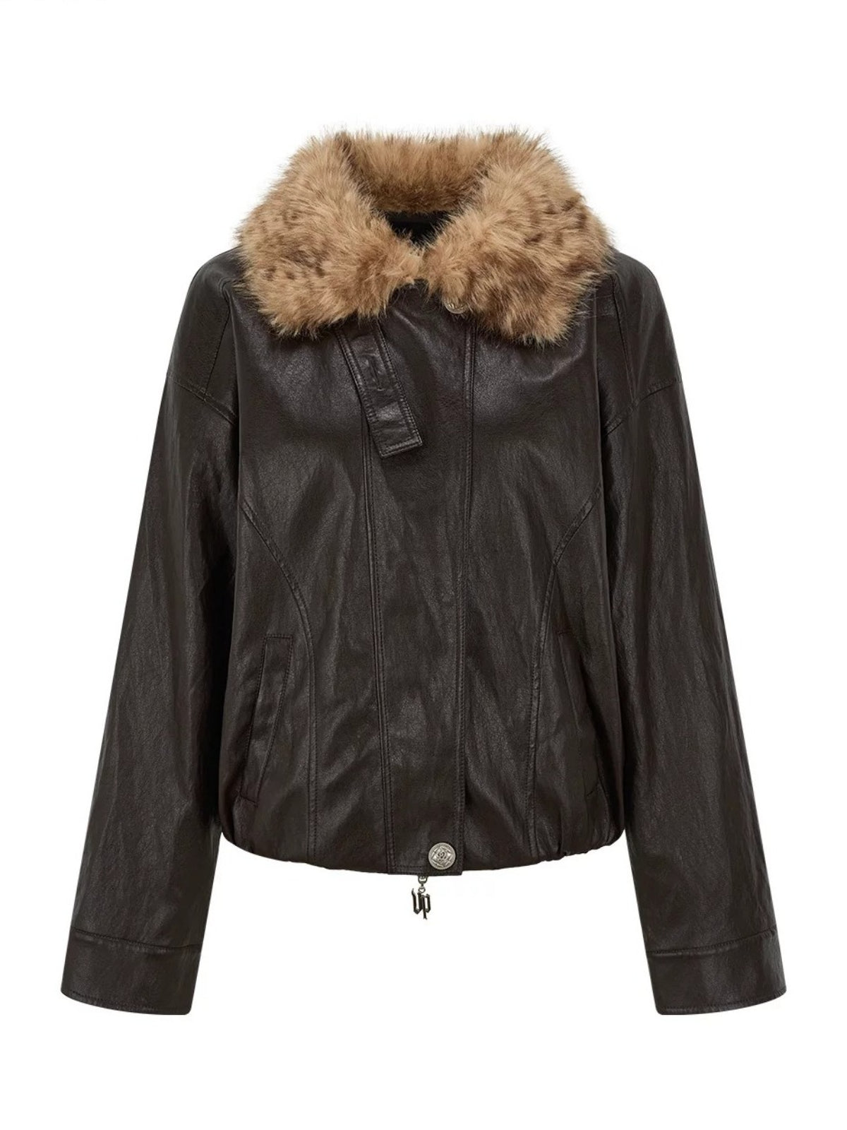 Vintage Leopard Collar PU Jacket