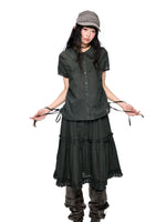 Polka Dot Collar Shirt & Skirt Set