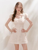 White & Pink Doll Collar Mini Dress