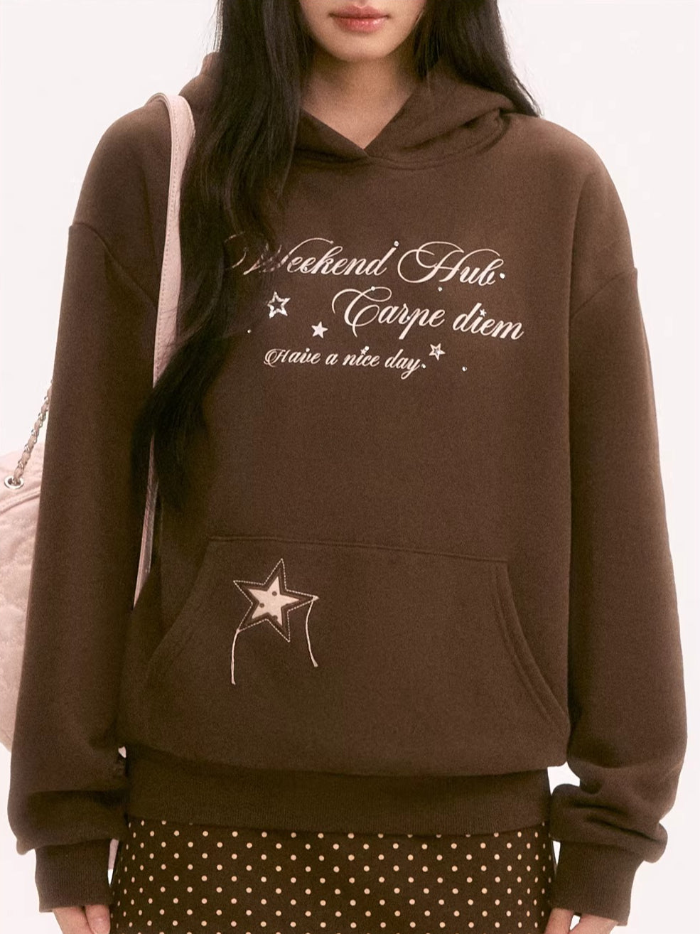 Brown Rhinestone Letter Hoodie