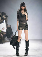 Punk Cross Rivet Knit Top