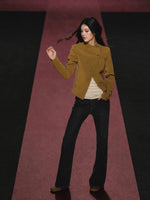 Asymmetric Diamond Quilted Faux Suede Jacket