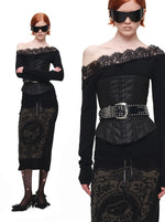 Lace Shoulder Knit Top
