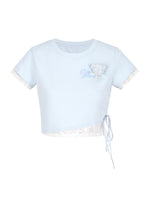 Lace Slim Fit Round-Neck Short T-Shirt