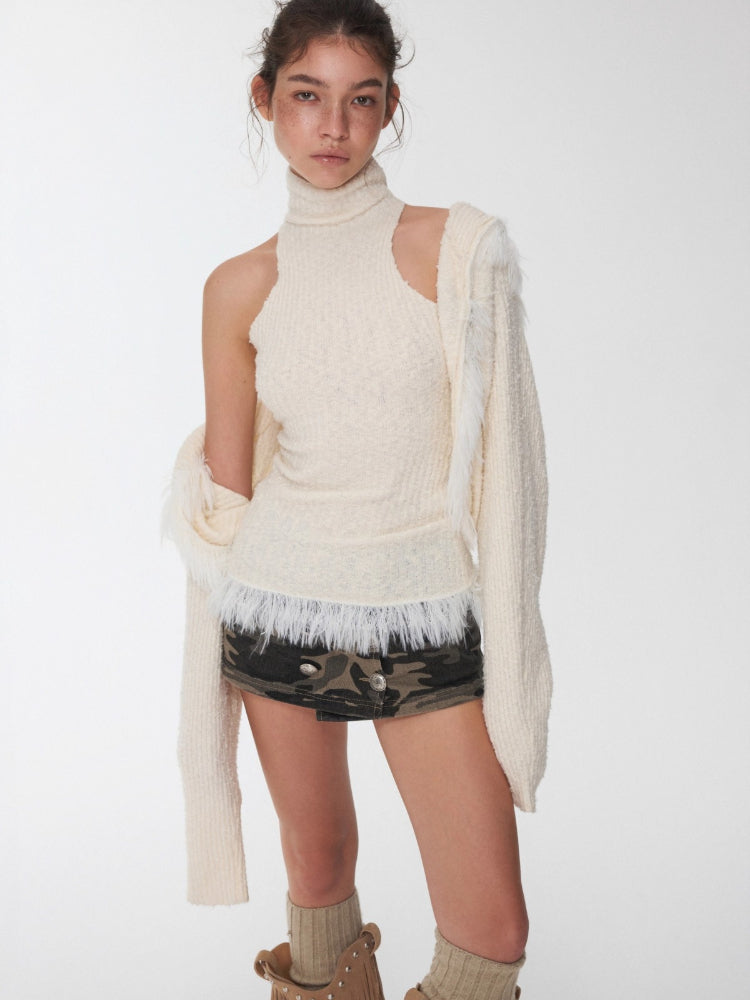 Hooded Faux Fur Knit Set
