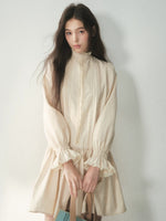 Mock Neck Lace Trim Dress