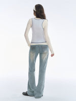 Vintage Bow Embroidered Straight Jeans