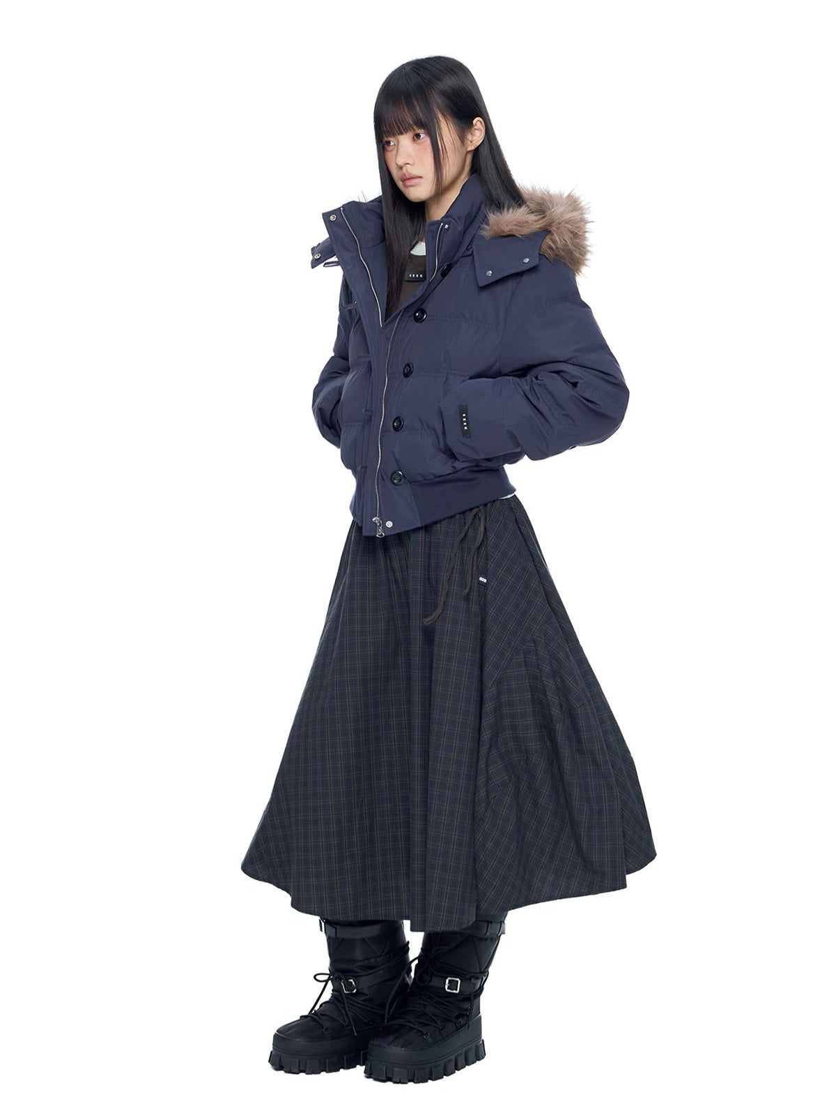 Fur Collar Hooded Cropped Down