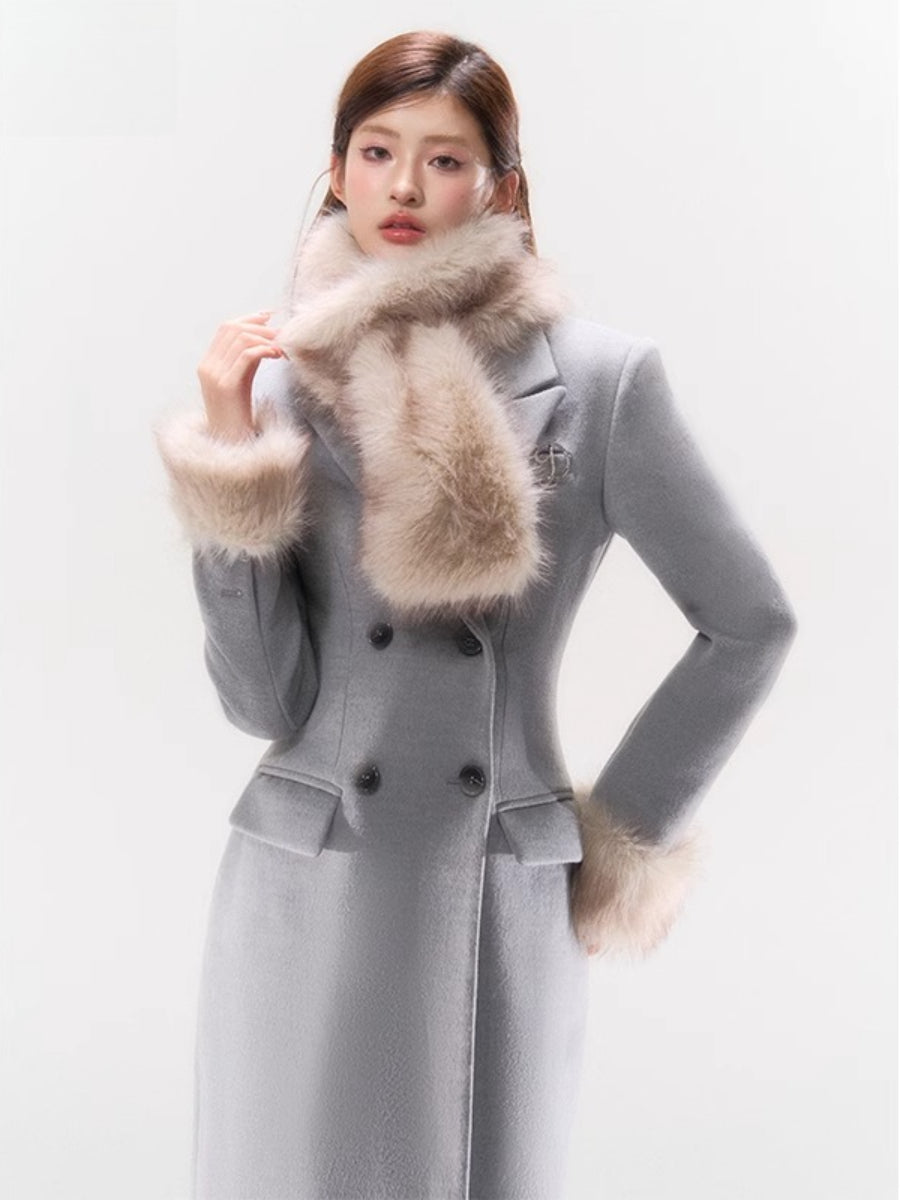 Wool-Blend Hourglass Double-Breasted Coat