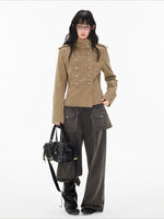 Detachable Skirt Panel Straight Leg Pants