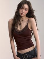 Lace Trim Cropped Cami Top