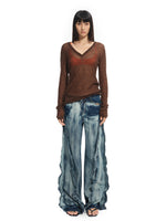 Heavy Washed Denim Straight Pants