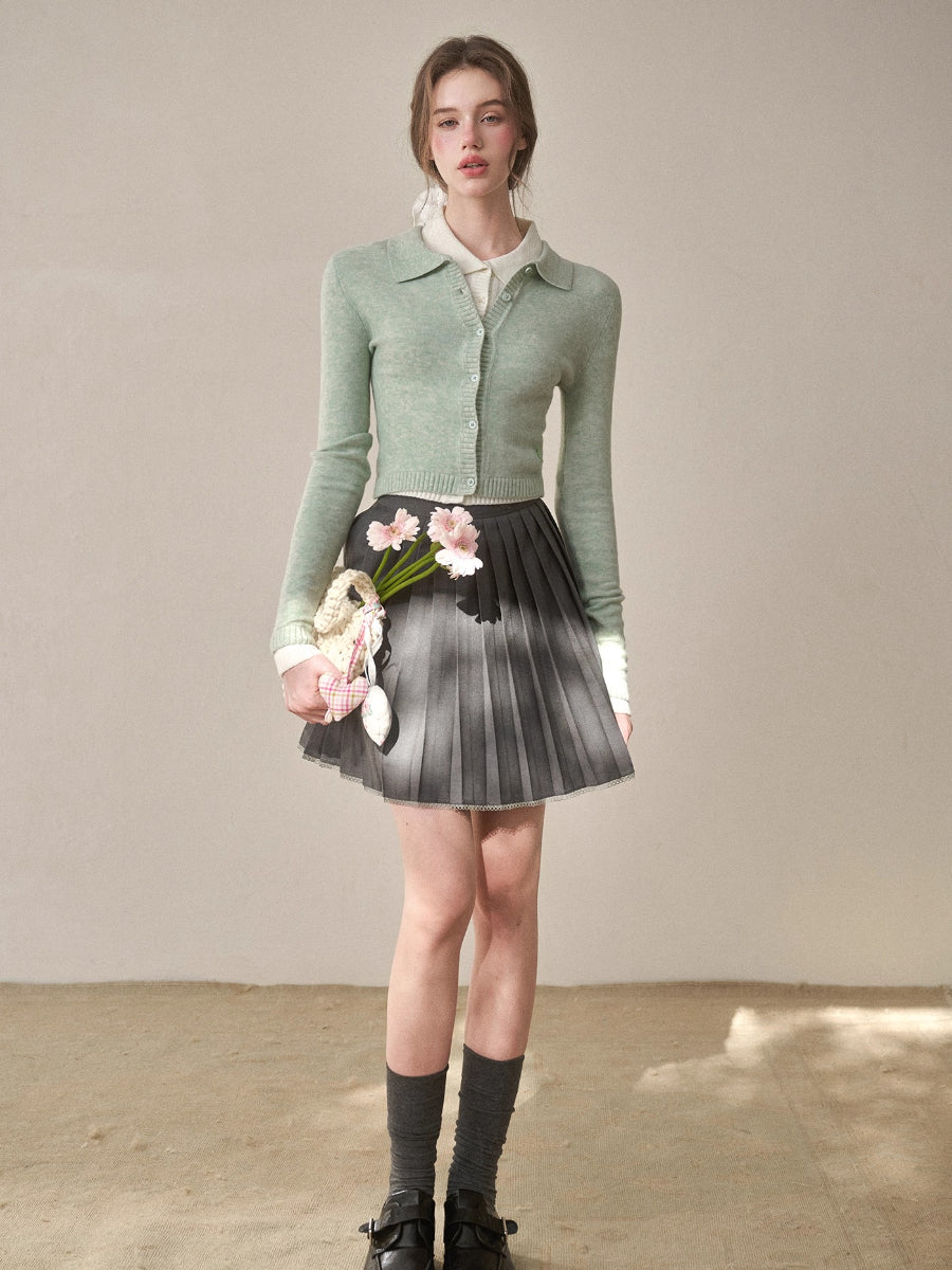 Mist-Grey Pleated Skirt