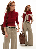 Soft Tie Neck Fitted Sleeve Top