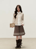 Peter Pan Collar Layered Knit Cardigan