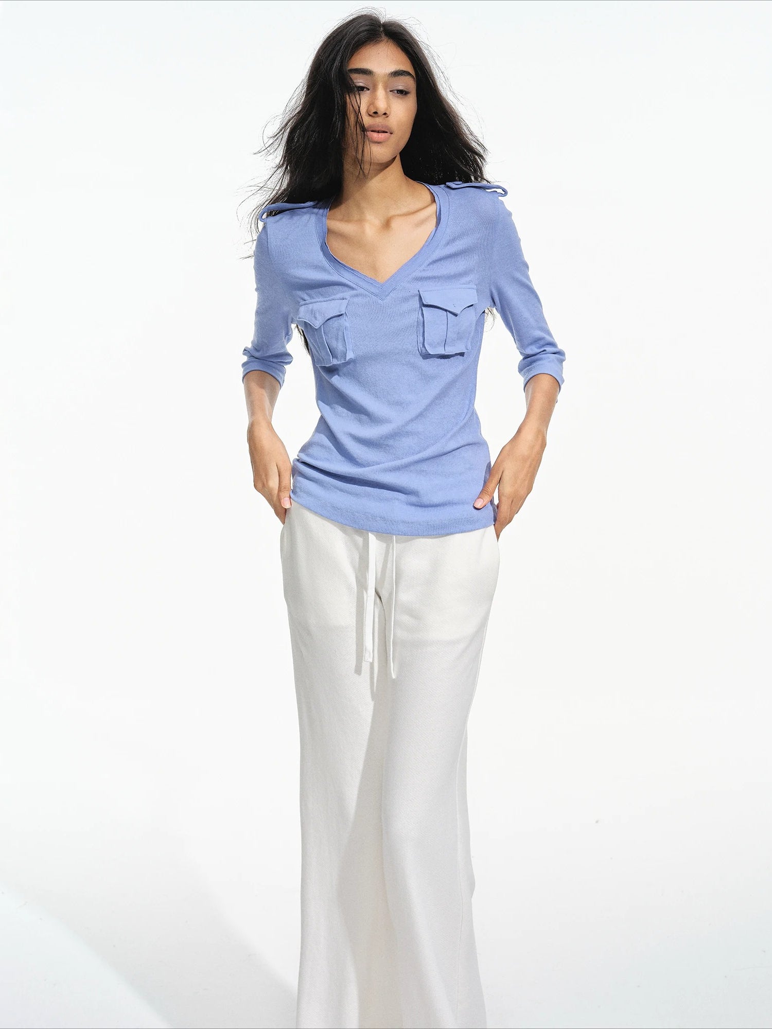 V Neck Knit Top