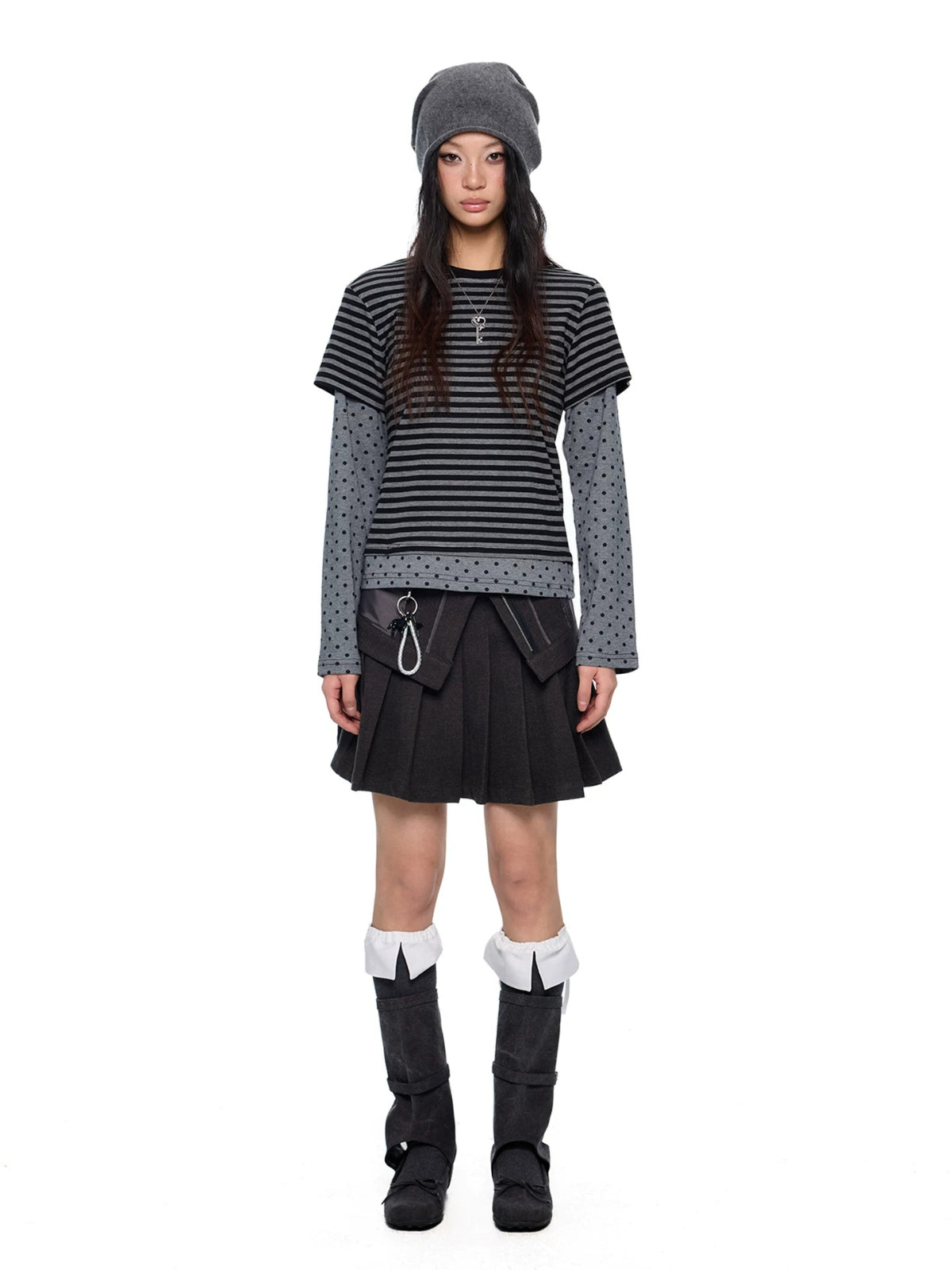 Polka Dot Striped Layered Top