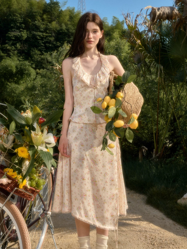 Floral Halter Top &amp; Skirt Set