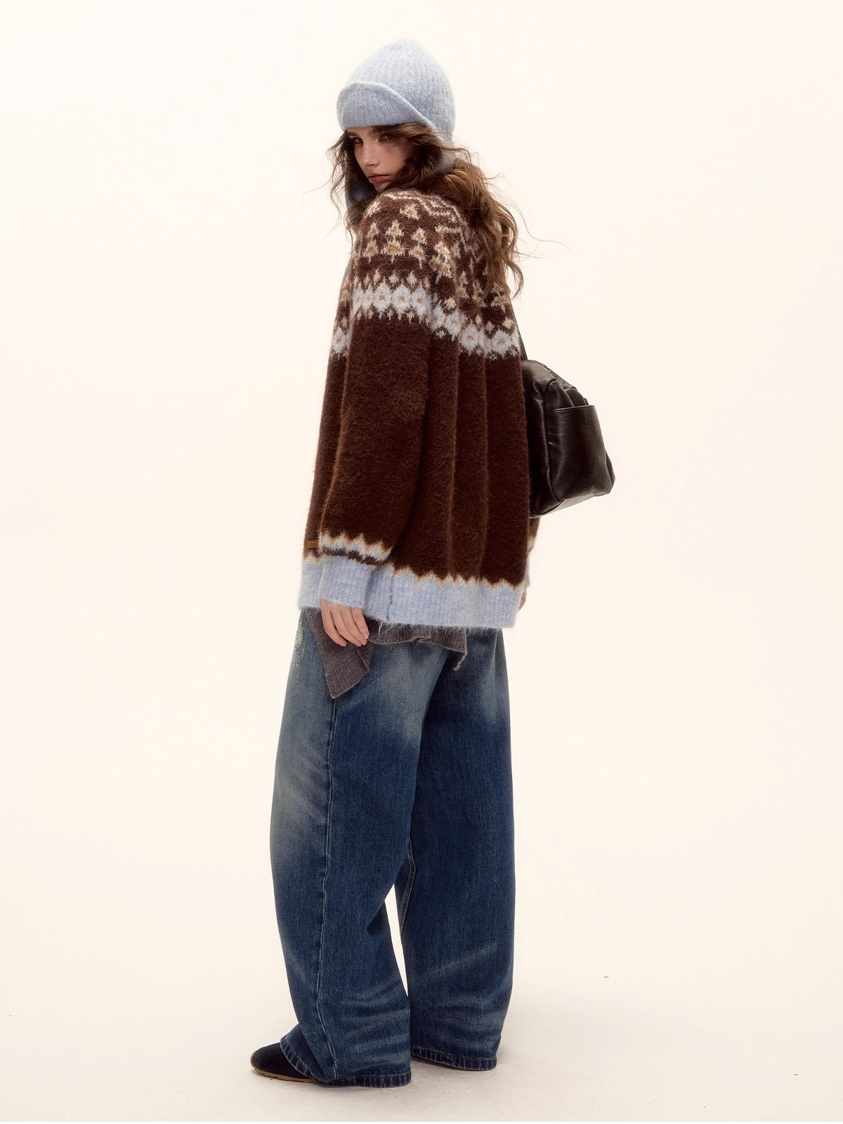 Fair Isle Wool Collar Cardigan