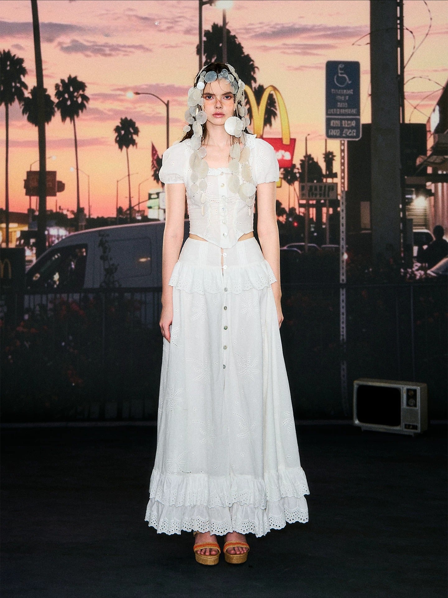 French Eyelet Skirt Set