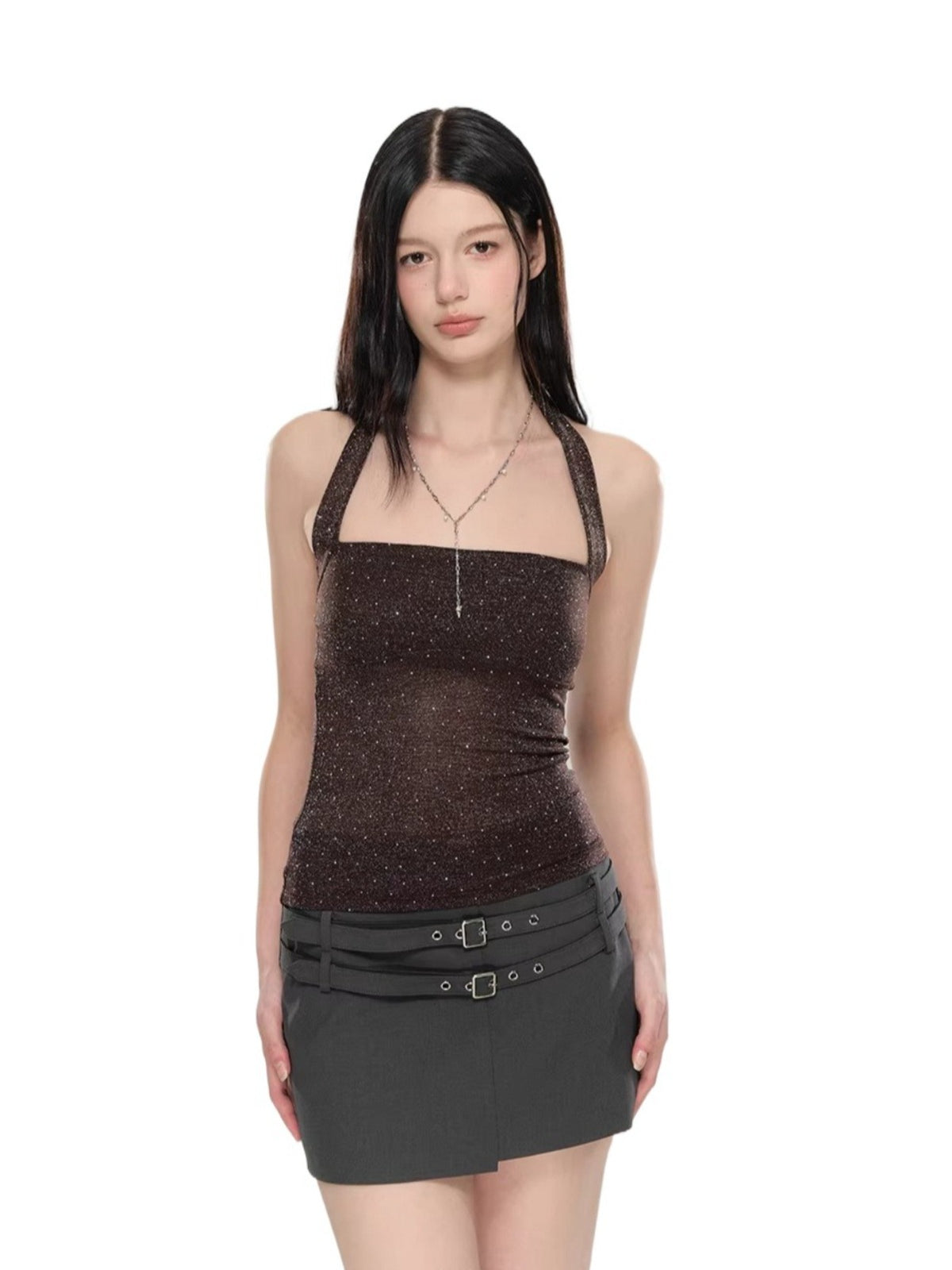 Rhinestone Halter Tube Top