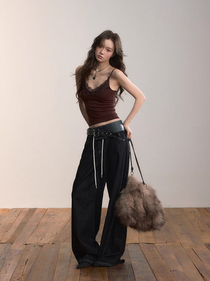 Lace Trim Cropped Cami Top