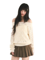 Openwork Off-Shoulder Knit Top