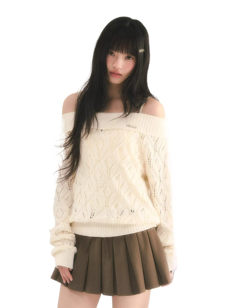 Openwork Off-Shoulder Knit Top