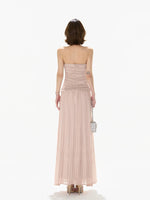 Pleated Mesh Maxi Dress