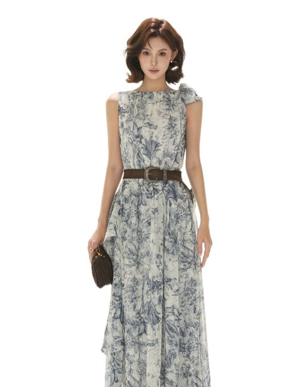 Forest Print Chiffon Dress