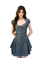 Gray Retro Stripe Dress