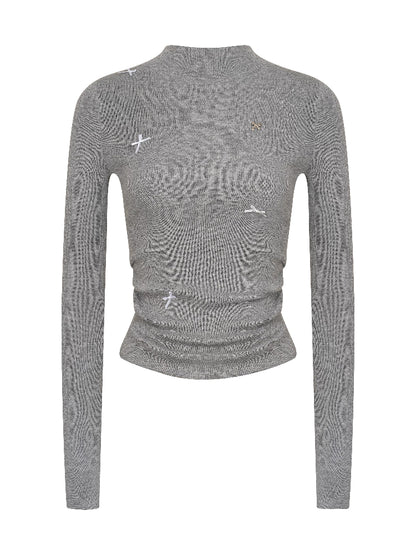 Wool Bow Turtleneck Top
