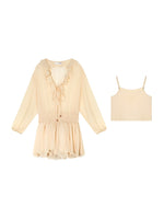 Beaded Ruffle Chiffon Dress