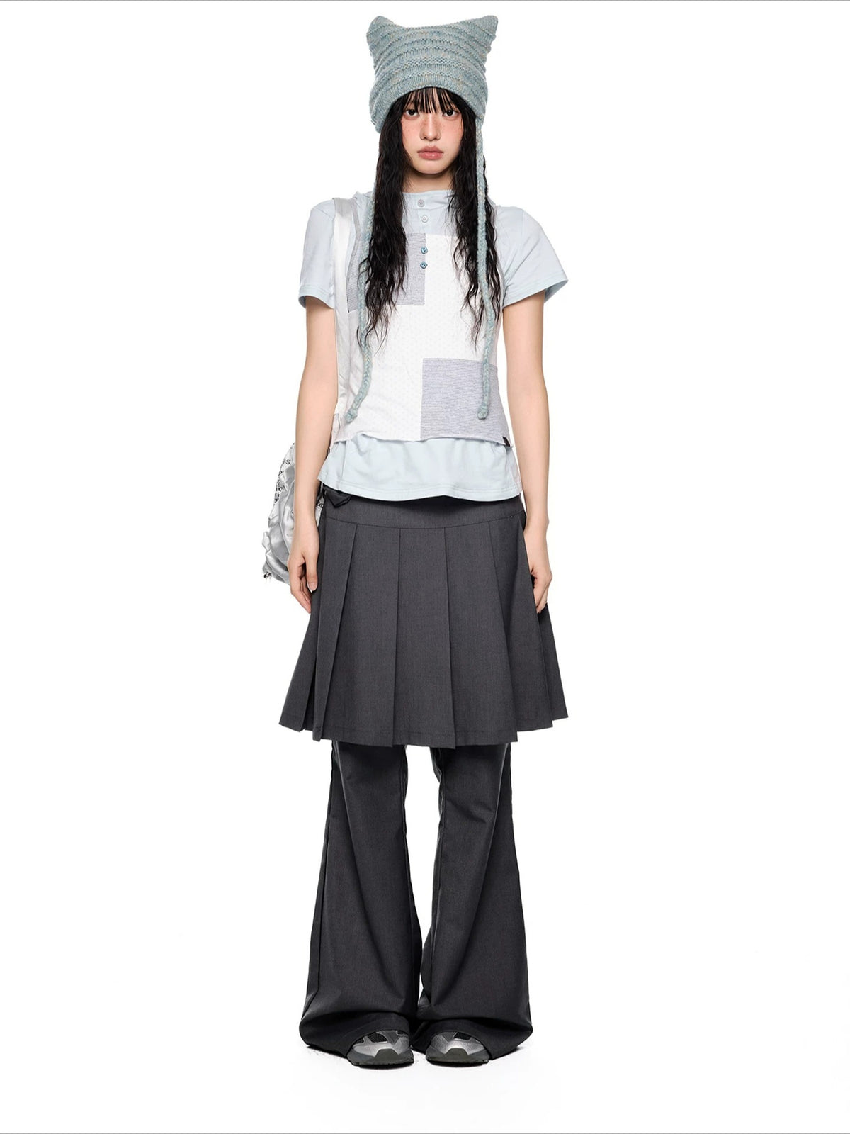 Pleated Skirt Flare Pants