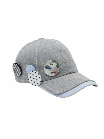 Plaid-Panel Badge Baseball Cap