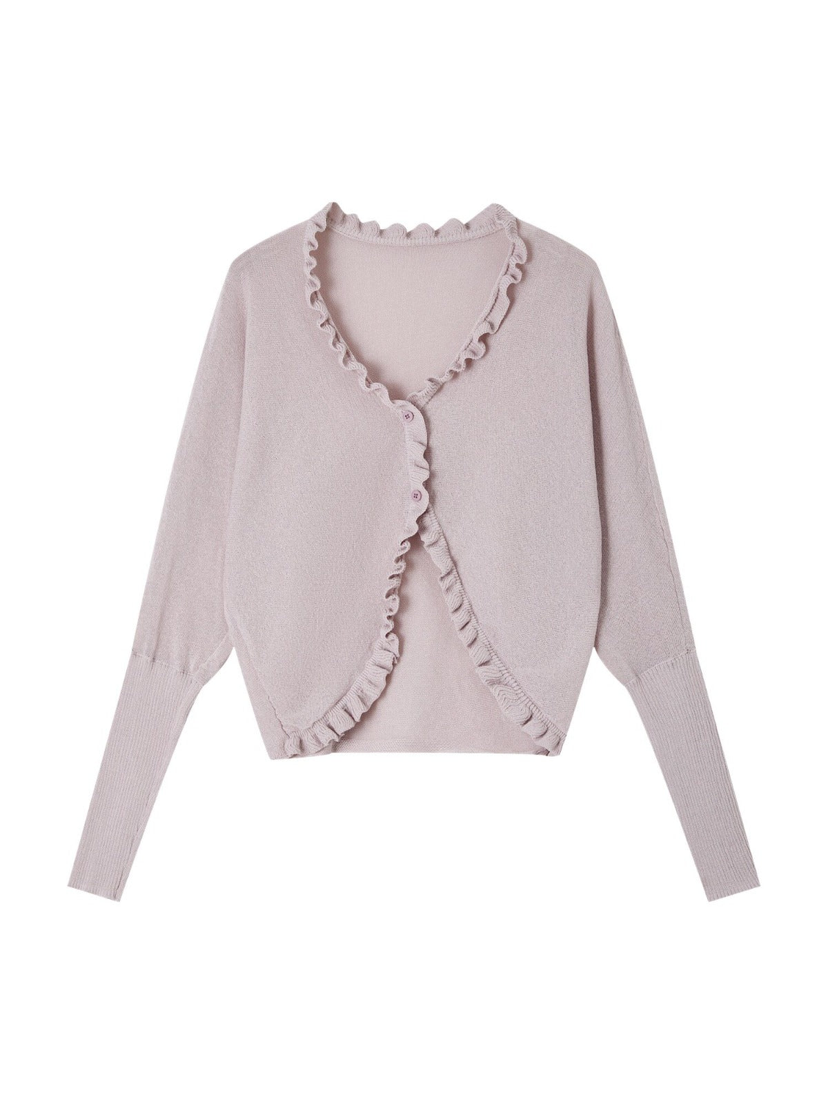Ruffle Batwing Sleeve Cardigan